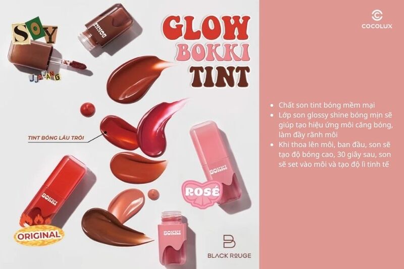 Kết cấu son tint Black Rouge Glow Bokki Tint