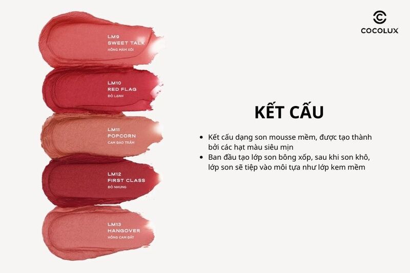 Kết cấu son kem Ofelia Uncovered Lip Mousse