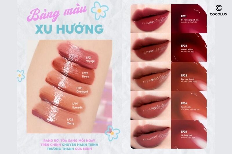 Bảng màu của son kem Dearmay La Piste Lip Tint
