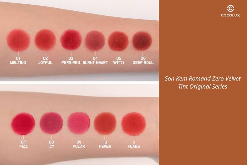 Bảng màu son kem Romand Zero Velvet Tint Orginal Series