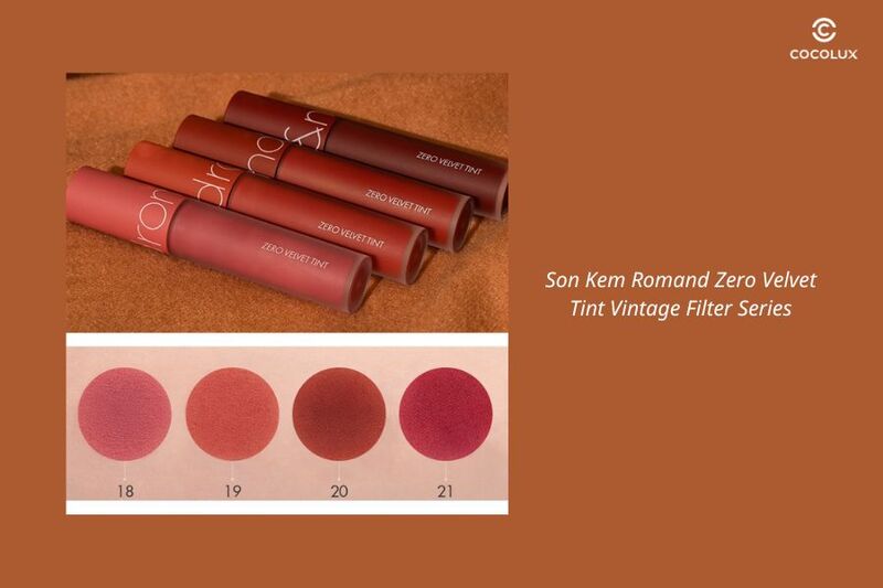 Bảng màu son kem Romand Zero Velvet Tint Vintage Filter Series