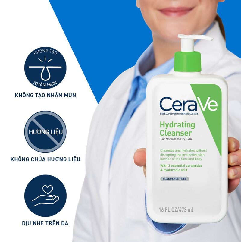 Sữa Rửa Mặt CeraVe Hydrating Facial Cleanser Màu Xanh Lá 473ml