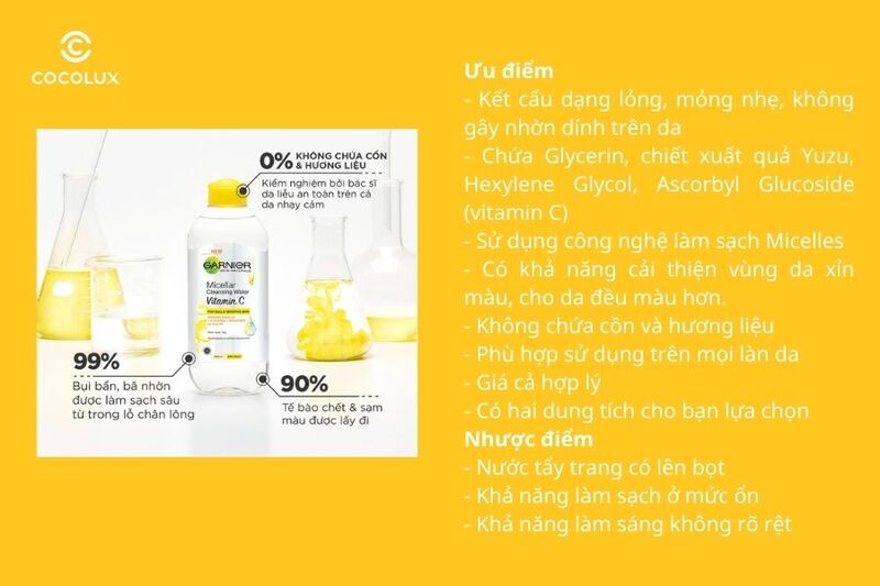 Ưu điểm và nhược điểm của Nước tẩy trang Garnier vàng Vitamin C