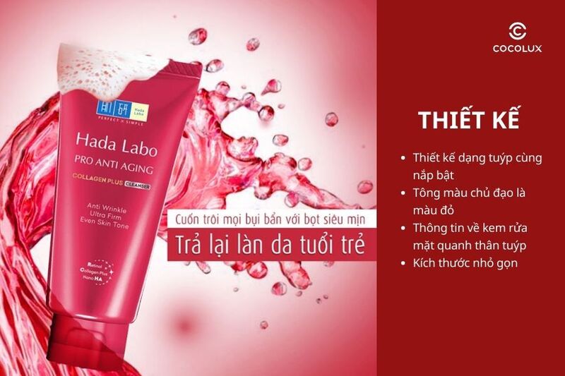 Thiết kế của kem rửa mặt Hada Labo Pro Anti Aging