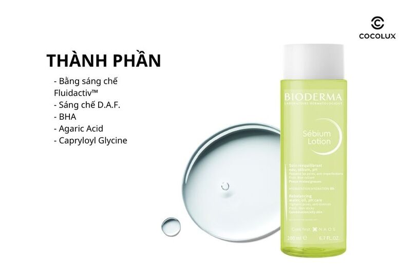 Thành phần chính của Nước cân bằng Bioderma Sébium Lotion