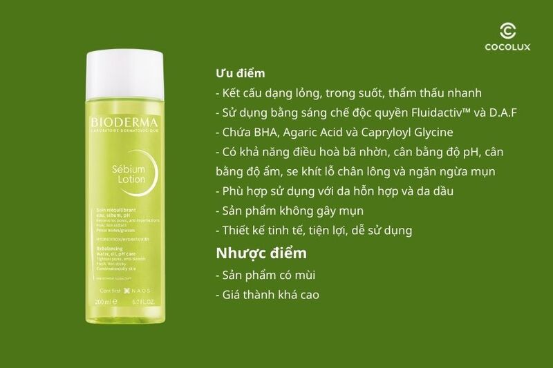 Ưu điểm và nhược điểm của Nước cân bằng Bioderma Sébium Lotion