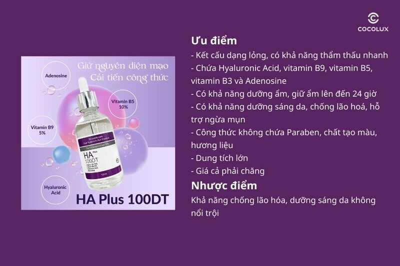 Tổng kết ưu điểm, nhược điểm của serum Dr.Sunmi Care HA Plus 100DT