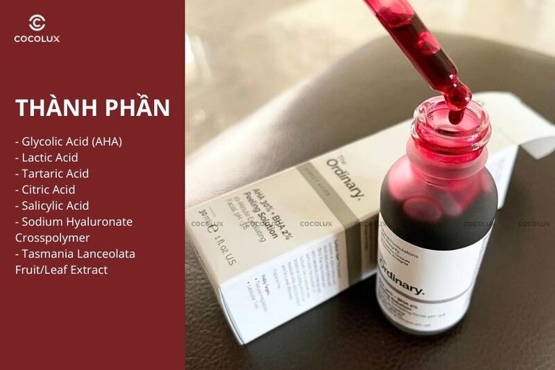 Thành phần của Serum The Ordinary AHA 30% + BHA 2% Peeling Solution 30ml