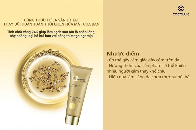 Nhược điểm của Sữa Rửa Mặt Bio-essence Vàng 24K Ngăn Ngừa Lão Hoá 100g