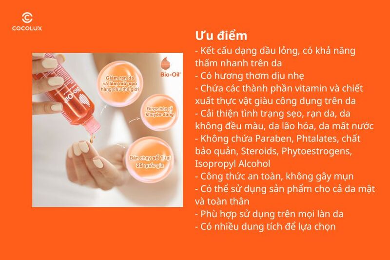 Ưu điểm của tinh dầu trị rạn da Bio Oil