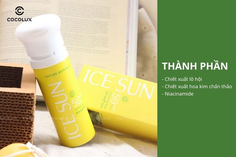 Thành phần của Xịt chống nắng Nature Republic Ice Sun California Aloe Ice Puff Sun SPF50+ 100ml