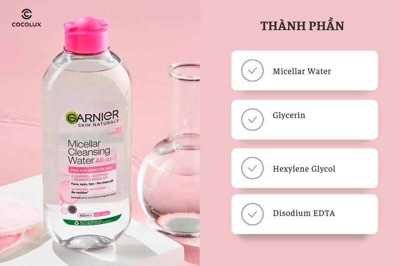 Thành phần nổi bật của Nước Tẩy Trang Garnier Hồng Micellar Cleansing Water For Sensitive Skin Cho Da Nhạy Cảm 