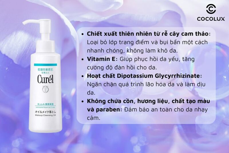 Thành phần chính của Dầu Tẩy Trang Curel Intensive Moisture Care Makeup Cleansing Oil