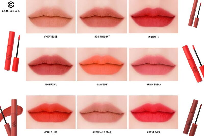 Bảng màu son kem 3CE Velvet Lip Tint