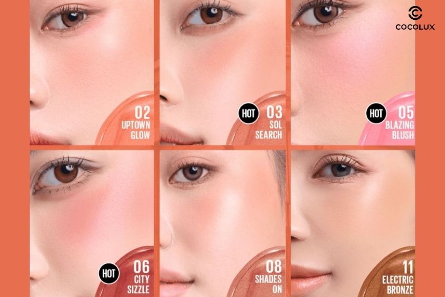 bảng màu Má Hồng Dạng Kem Maybelline New York Sunkisser Blush