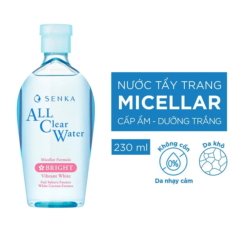 Nước Tẩy Trang Senka All Clear Water - Bright Dưỡng Trắng 230ml