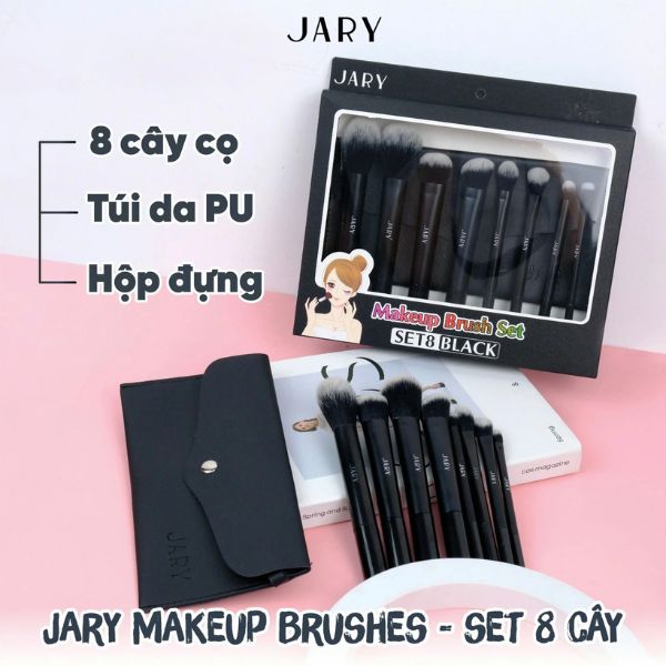 Bộ Cọ Trang Điểm Jary Makeup Brush 8 Cây Màu Đen