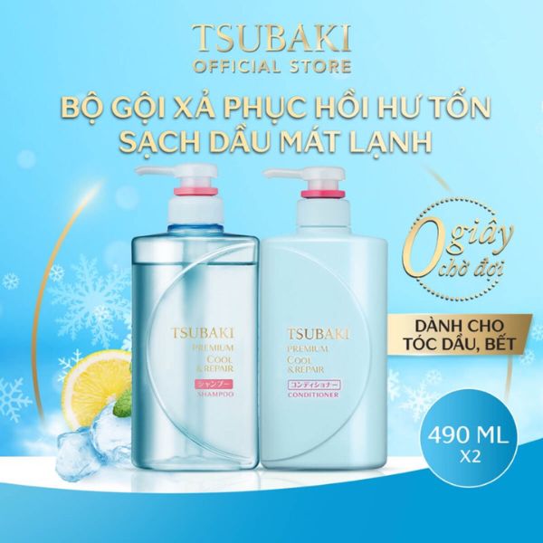 Dầu Xả Tsubaki Premium Cool & Repair Conditioner Sạch Dầu Mát Lạnh 490ml