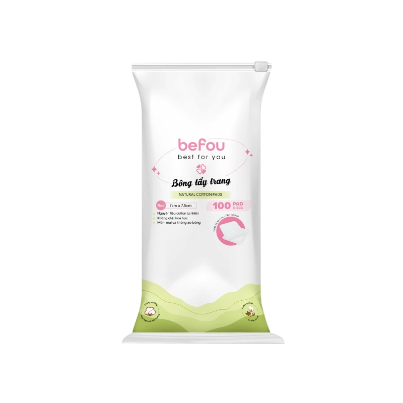 Bông Tẩy Trang Befou Natural Cotton Pads 100 miếng