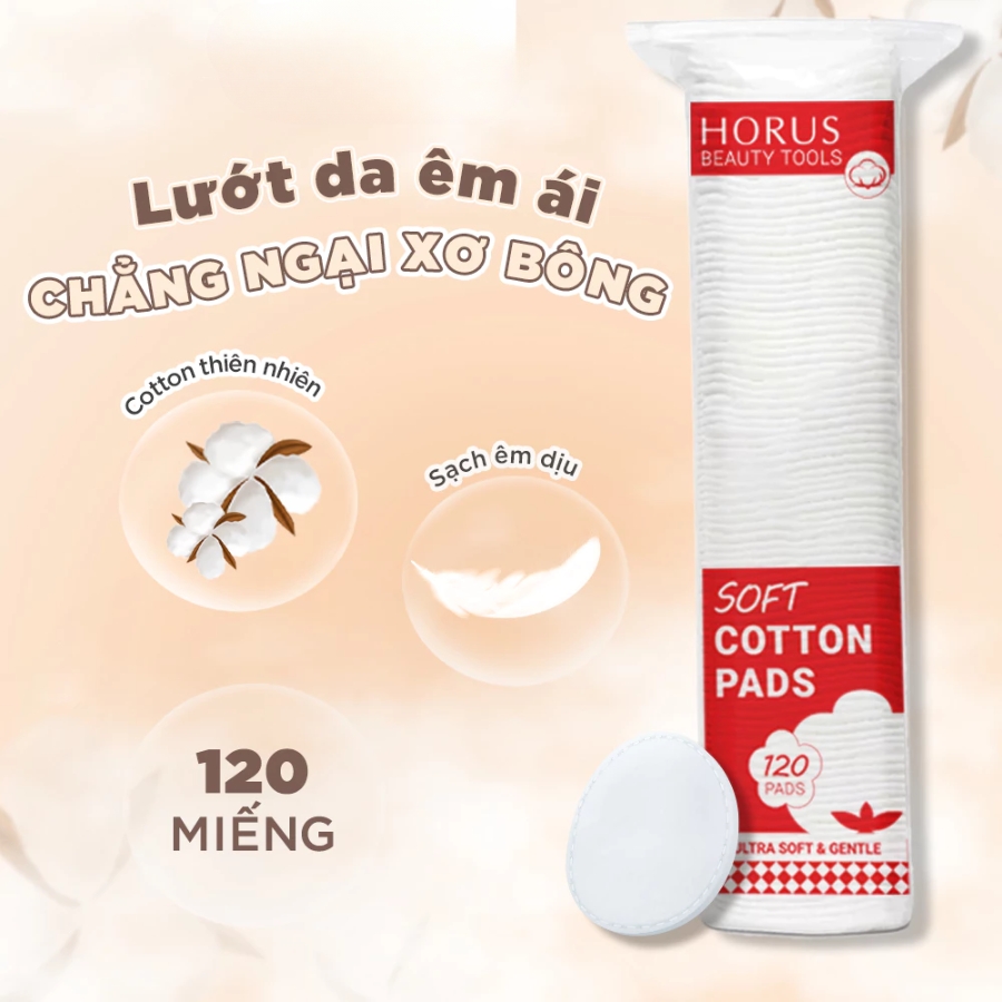 Bông Tẩy Trang Horus Soft Cotton Pads 120 Miếng