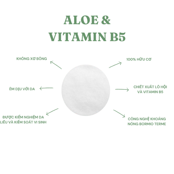 Bông Tẩy Trang Hữu Cơ Cotoneve 2 Trong 1 Chiết Xuất Lô Hội & Vitamin B5