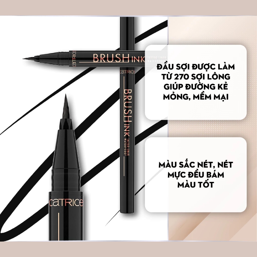 Bút Kẻ Mắt Catrice Không Lem, Lâu Trôi Brush Ink Tatto Liner Waterproof 010 Black Waterpoof