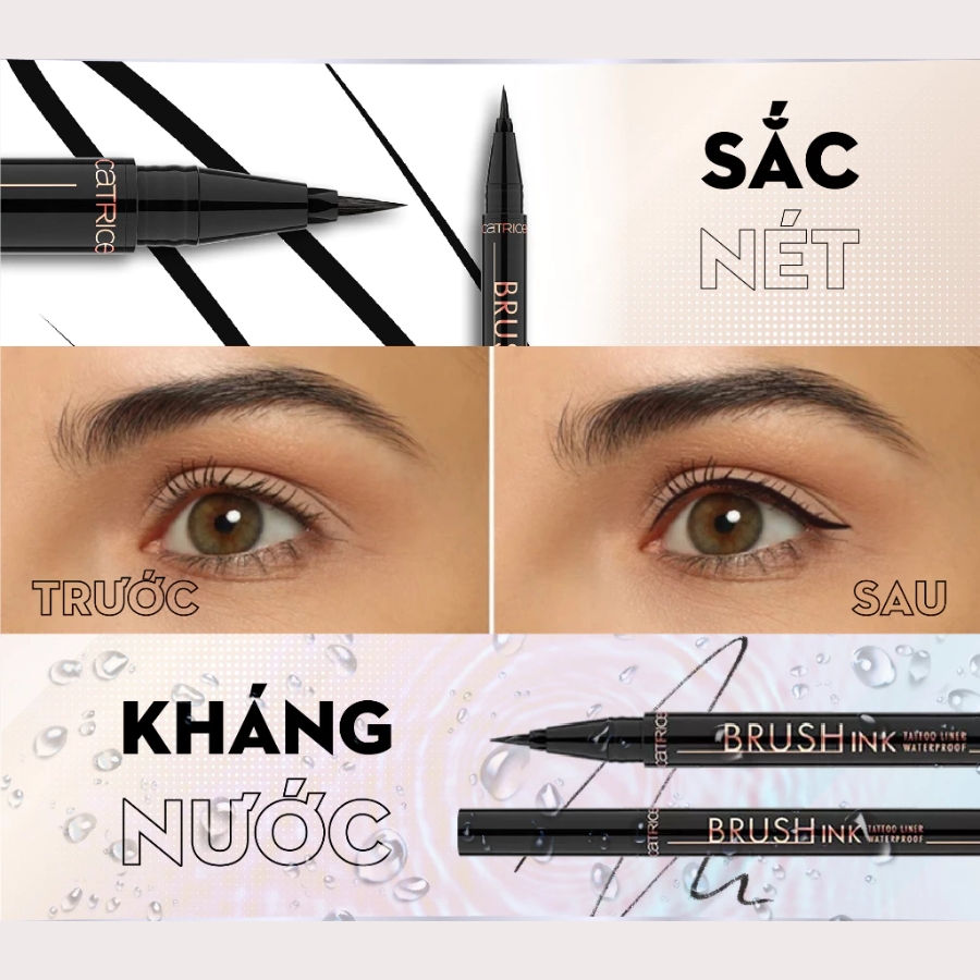 Bút Kẻ Mắt Catrice Không Lem, Lâu Trôi Brush Ink Tatto Liner Waterproof 010 Black Waterpoof