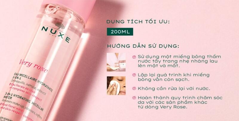 Cách dùng nước tẩy trang Nuxe Very Rose 3-IN-1 200ml