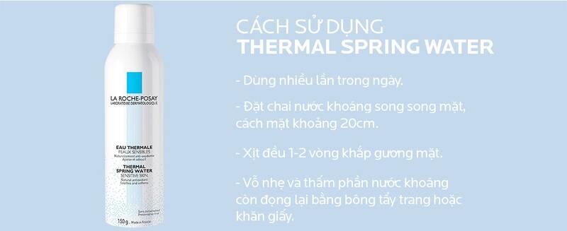 Cách dùng Nước xịt khoáng làm sạch và làm dịu cho da nhạy cảm La Roche-Posay Thermal Spring Water 150ml