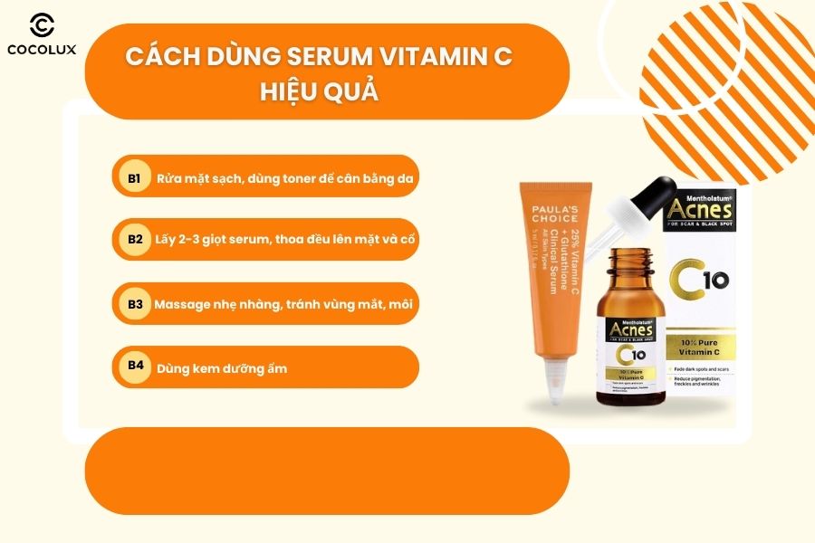 C&aacute;ch sử dụng serum vitamin C hiệu quả
