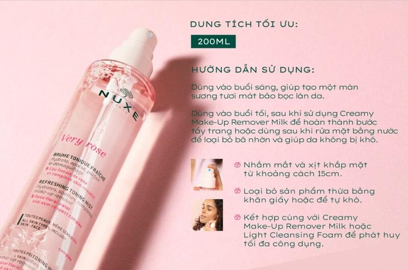 Cách dùng xịt khoáng Nuxe Very Rose Refreshing Toning Mist 200ml