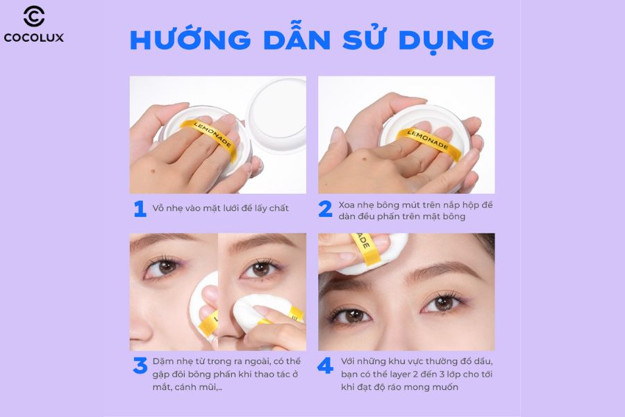 Hướng dẫn sử dụng Lemonade Supermatte No Makeup Loose Powder