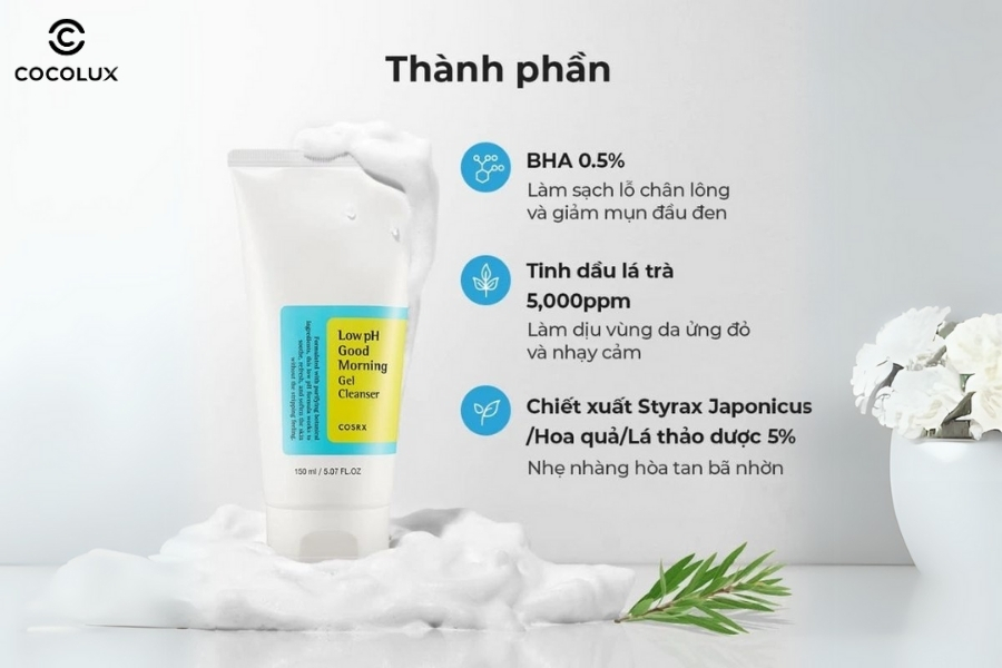 Thành phần của sữa rửa mặt Cosrx Low pH Good Morning Gel Cleanser