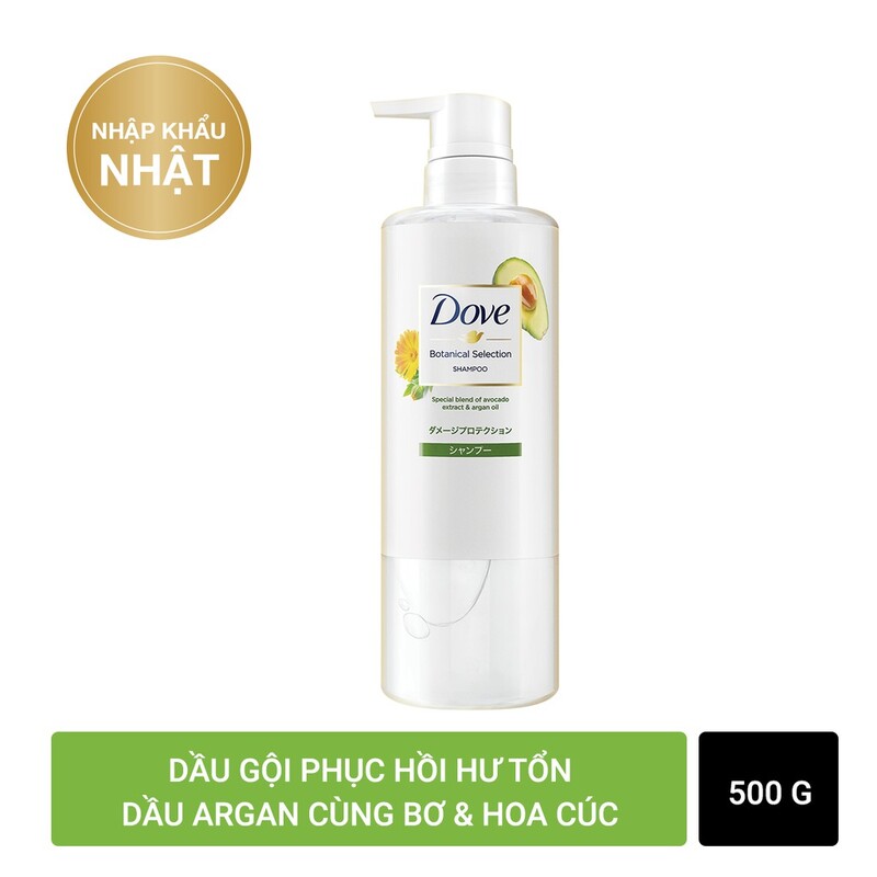 Dầu Gội Dove Chiết Xuất Bơ & Dầu Argan Phục Hồi Hư Tổn 500g