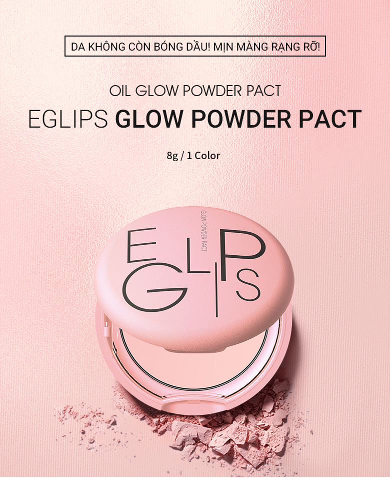 Phấn Phủ Eglips Oil Glow Powder Pact Có Nhũ & Kiềm Dầu 8g 