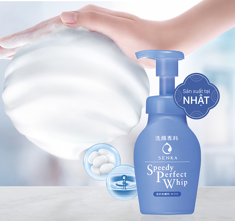 Bọt Rửa Mặt Senka Speedy Perfect Whip Dưỡng Ẩm Dịu Nhẹ 150ml