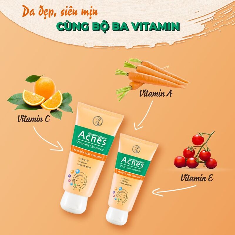 Kem Rửa Mặt Acnes Vitamin Làm Sáng Da, Mờ Sẹo Thâm 100g