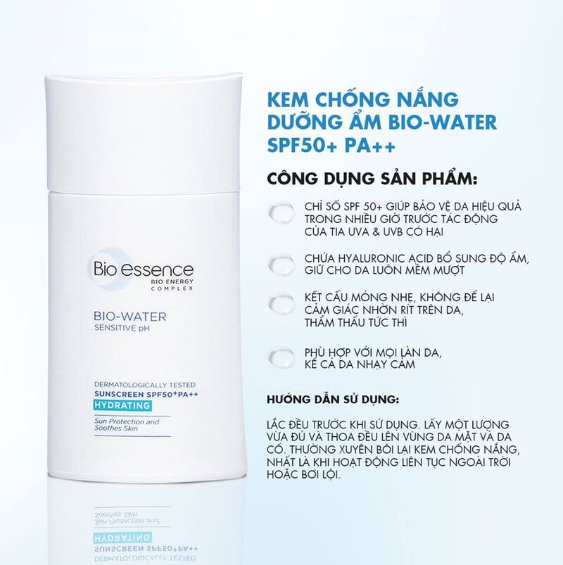 Kem Chống Nắng Bio-Essence Bio-Water Hydrating Dưỡng Ẩm Da SPF50+/PA++ 40ml