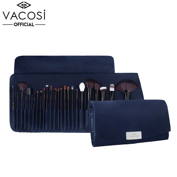 Bộ Cọ Vacosi Master Face Brush 24 Cây Bóp Da Xanh BC26 