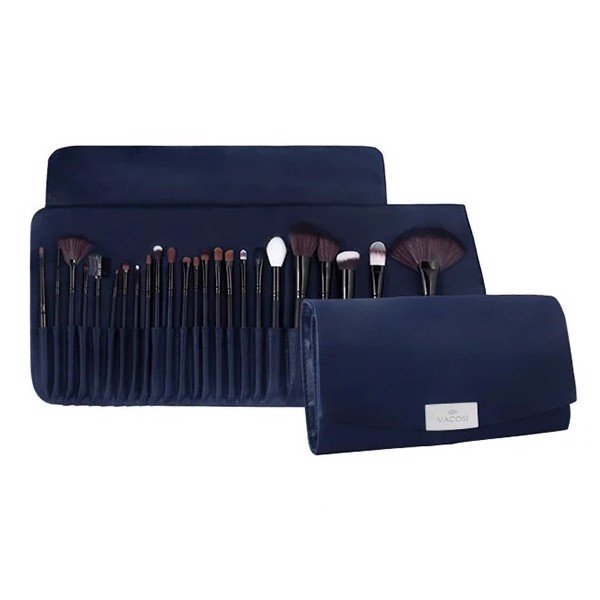Bộ Cọ Vacosi Master Face Brush 24 Cây Bóp Da Xanh BC26 