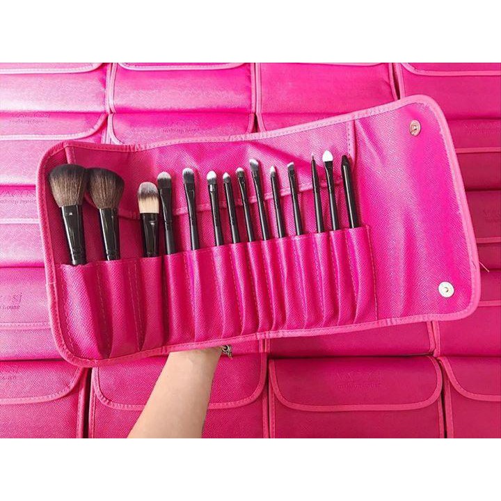 Bộ Cọ Vacosi Essential Brush 14 Cây Bóp Da Hồng - BC09