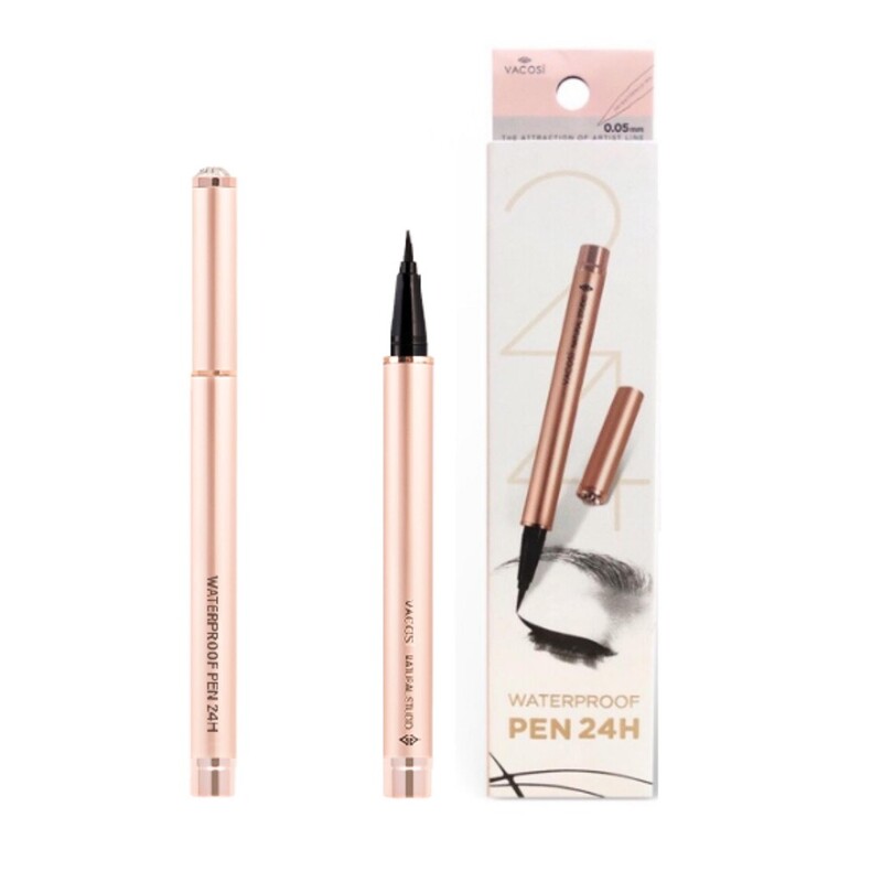 Bút Kẻ Mắt Vacosi Waterproof Pen 24h Rose Gold Đen Bóng 2g