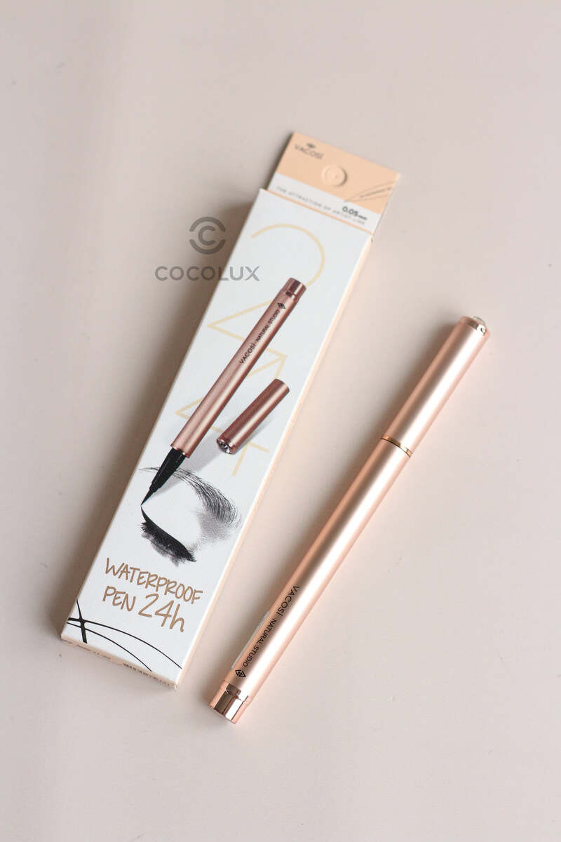 Bút Kẻ Mắt Vacosi Waterproof Pen 24h Rose Gold Đen Bóng 2g
