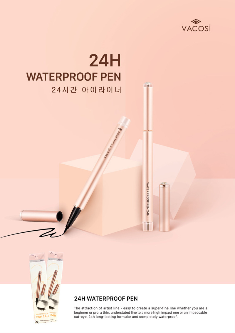 Bút Kẻ Mắt Vacosi Waterproof Pen 24h Rose Gold Đen Bóng 2g