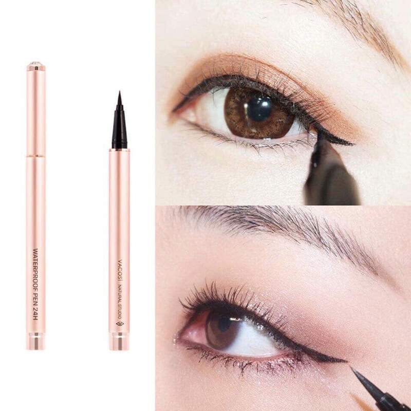 Bút Kẻ Mắt Vacosi Waterproof Pen 24h Rose Gold Đen Bóng 2g