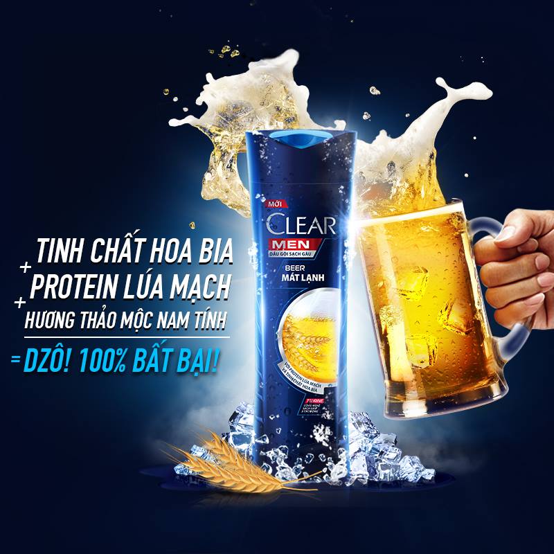 Dầu Gội CLEAR Men - Beer Mát Lạnh 370g