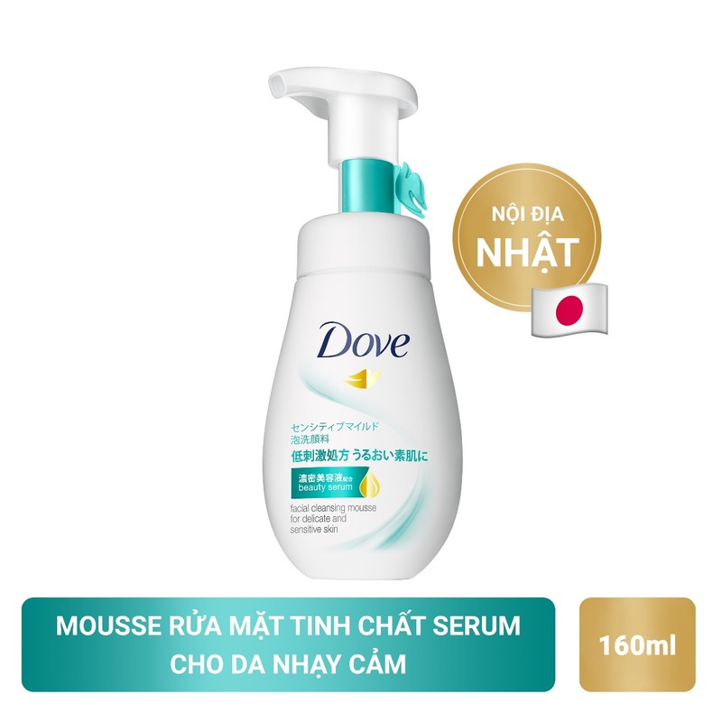Sữa Rửa Mặt Dove Tinh Chất Serum Dạng Bọt Cho Da Nhạy Cảm 160ml