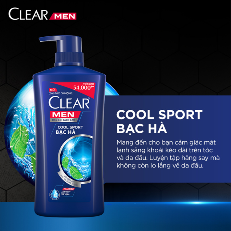Dầu Gội CLEAR Men - Cool Sport Bạc Hà 630g