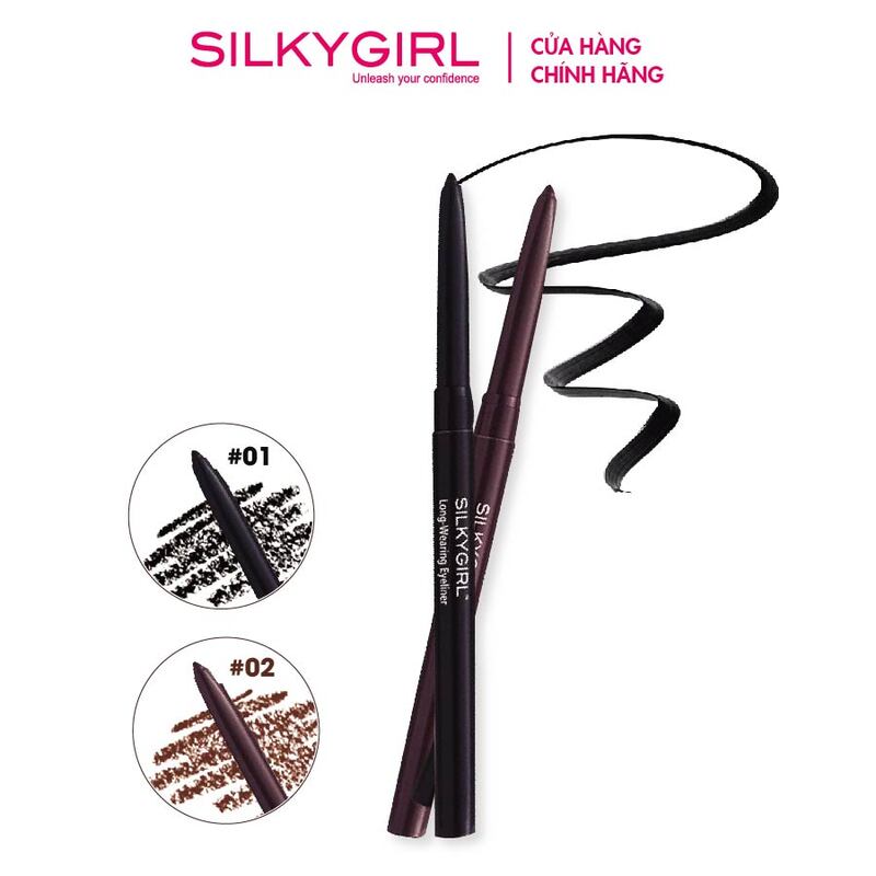 Chì Kẻ Mắt Silkygirl Long-Wearing Eyeliner - 01 Blackest Black
