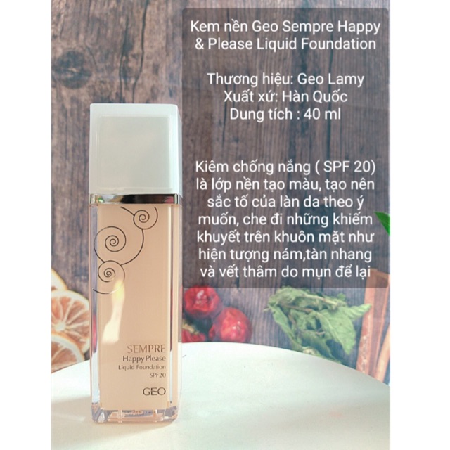 Kem Nền GEO Sempre Happy & Please Liquid Foundation 40ml - 23